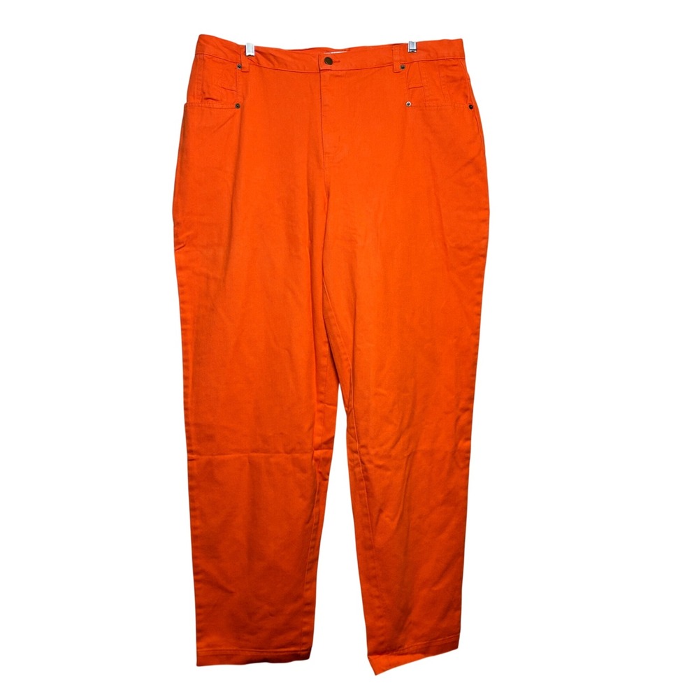 Avenue Straight Leg Pants Womens 18T Orange Cotton High Rise Denim NWT Neon Tall